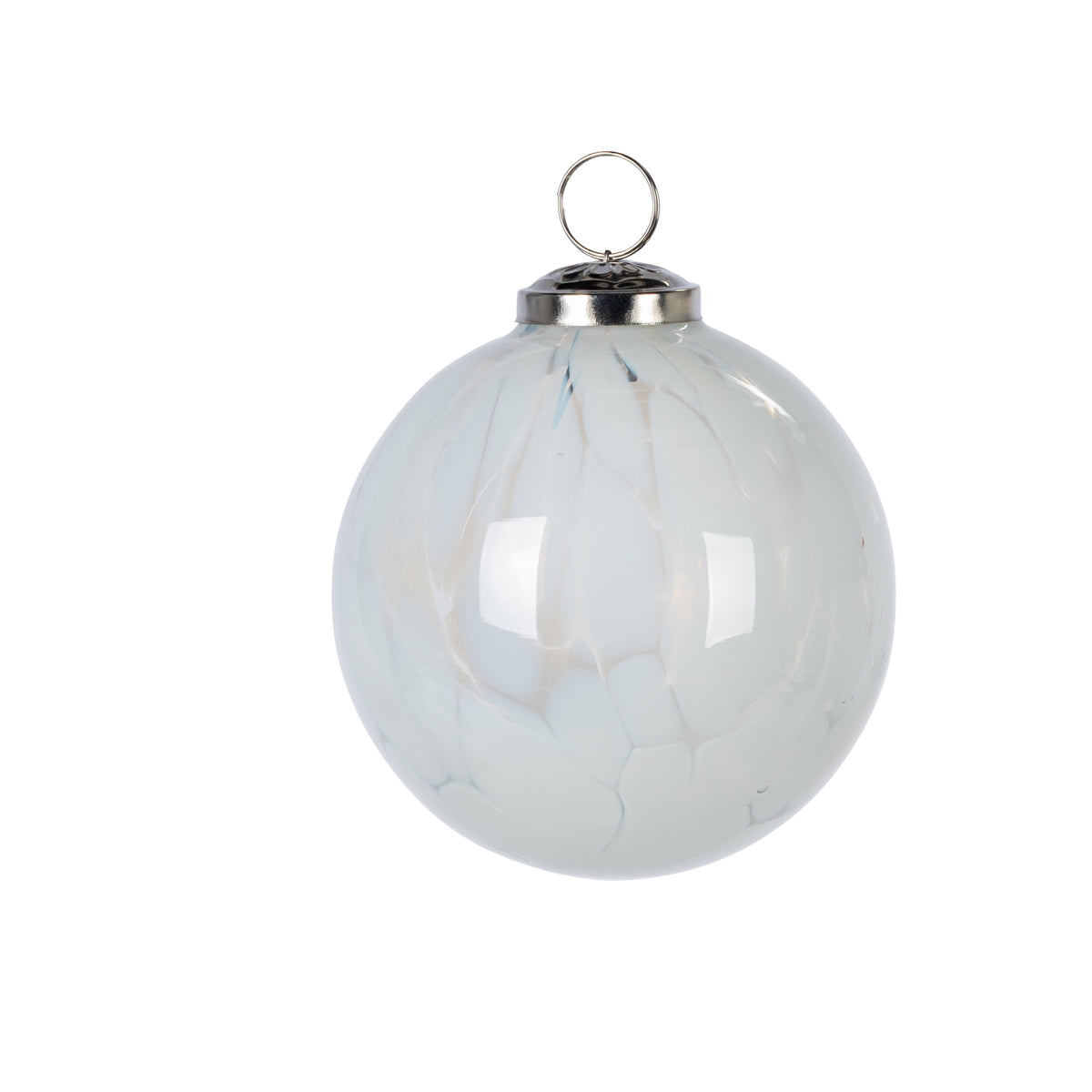 4" White Marble Finish Glass Ornament