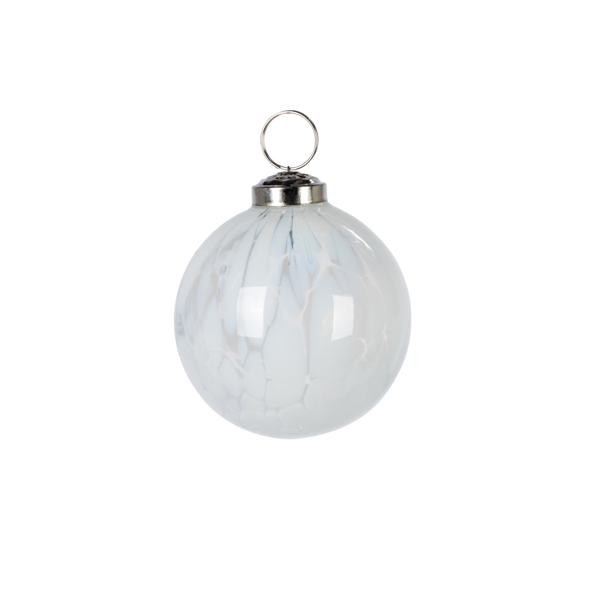 3" White Marble Finish Glass Ornament
