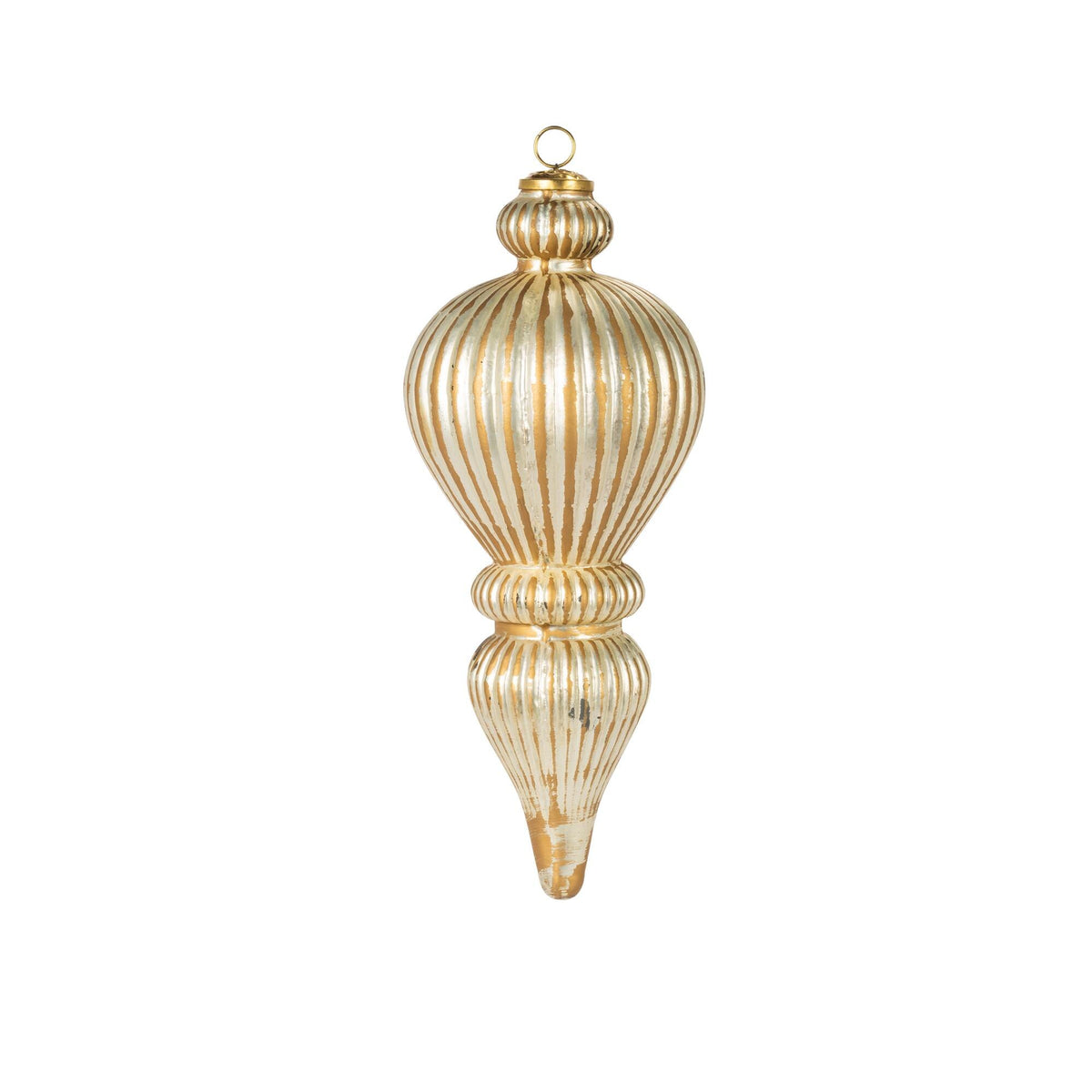 16"H Light Gold Glass Finial Ornament
