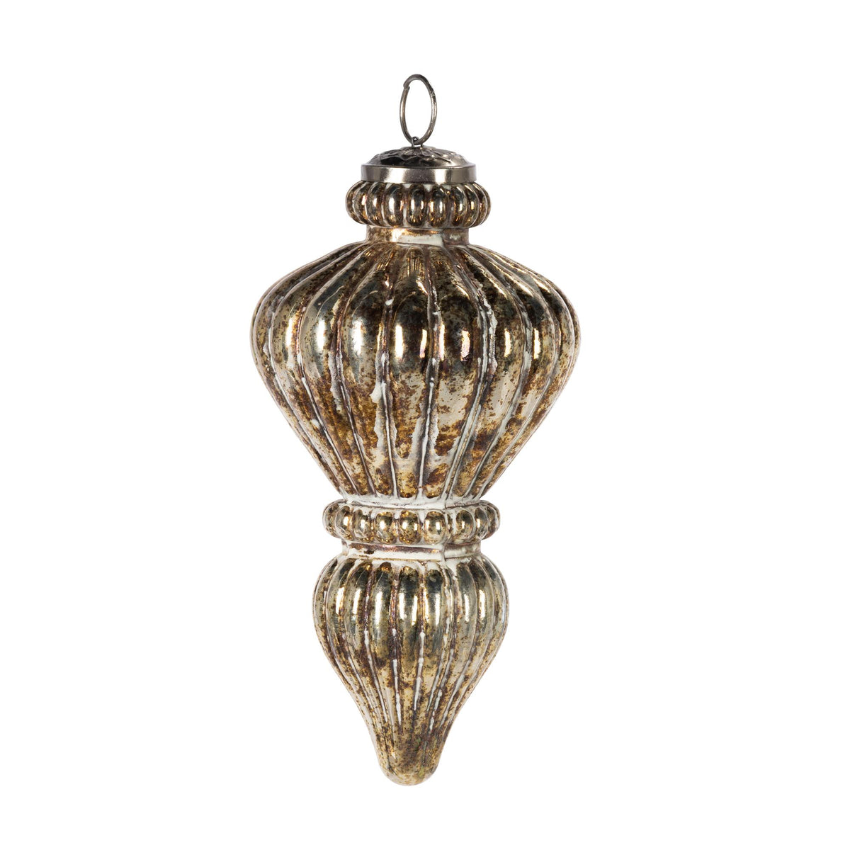 8"H Medium Gold Glass Finial Ornament