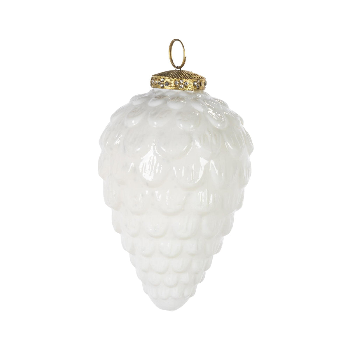 5.5"H Small Glass White Pinecone Ornament