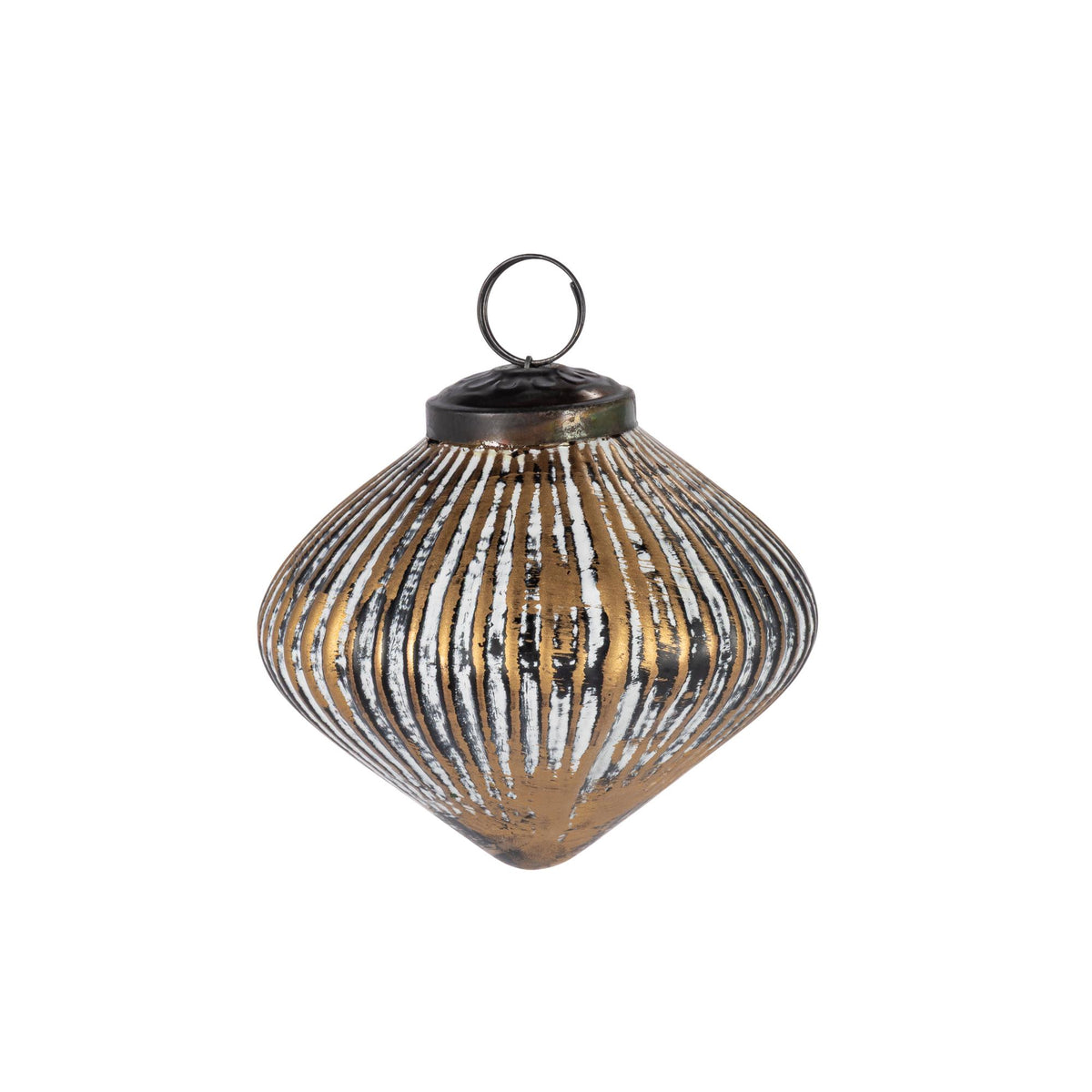 Antique Bronze Glass Ornament, 3.7"D