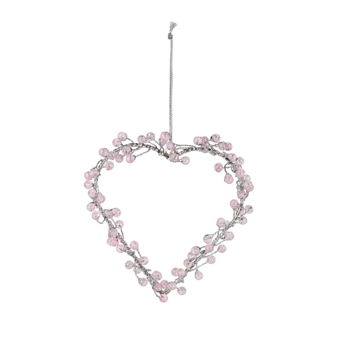 6"L Pink Beaded Heart Ornament
