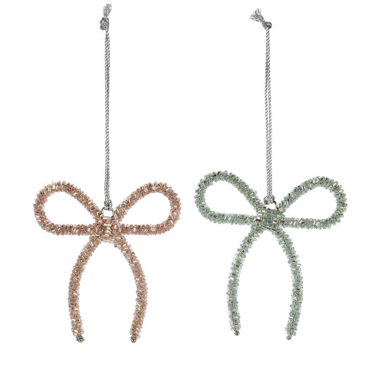 3.75"H Beaded Bow Ornament, 2 Asst