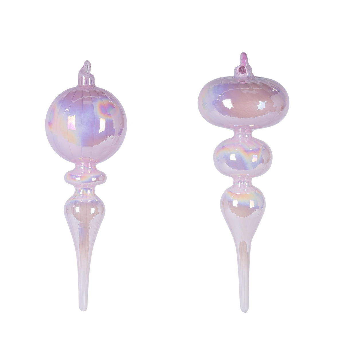 8.5"H Pink Glass Finial Ornament, 2 Asst