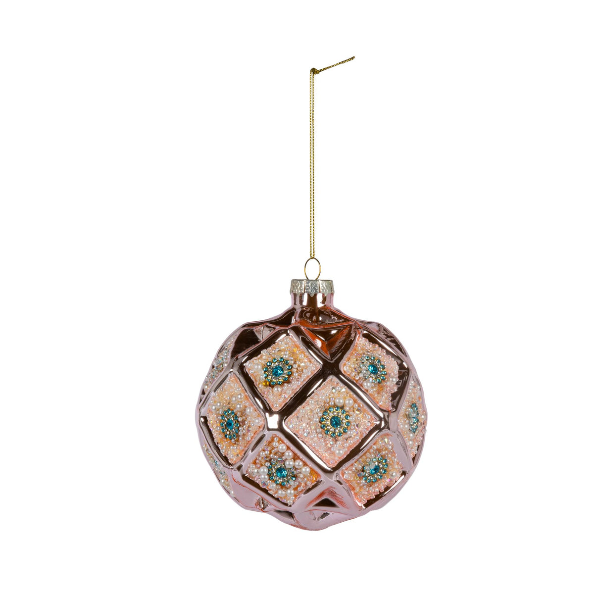 4"H Pink and Blue Glass Ornament