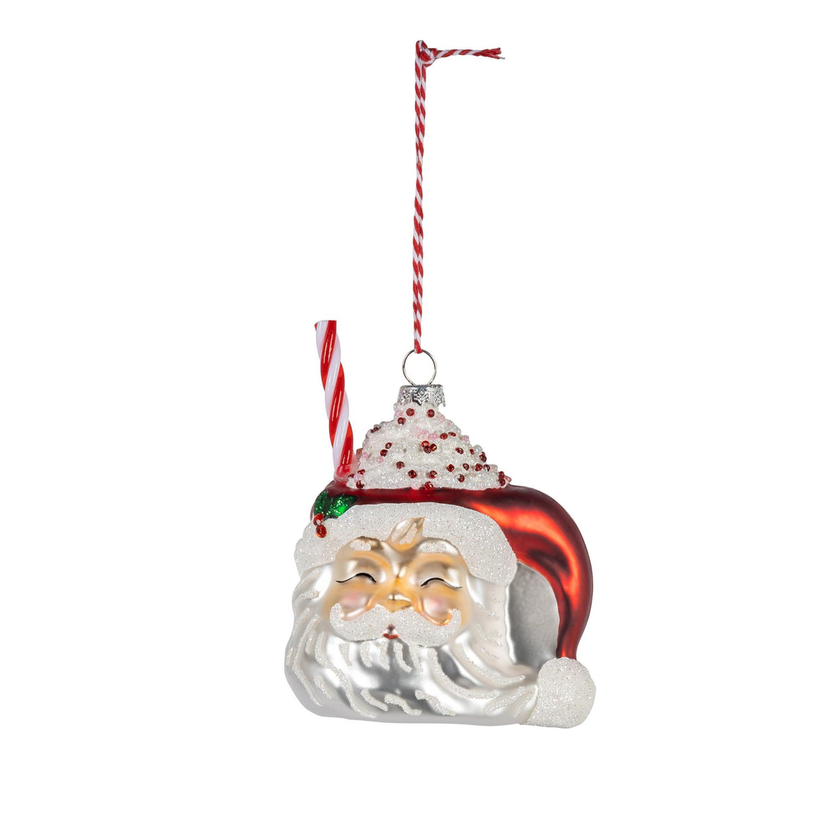 4.5"H Glass Santa Smoothie Ornament