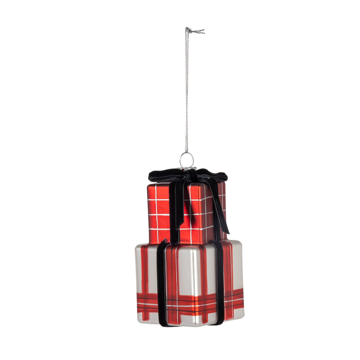 4.25"H Glass Stacked Present Ornament
