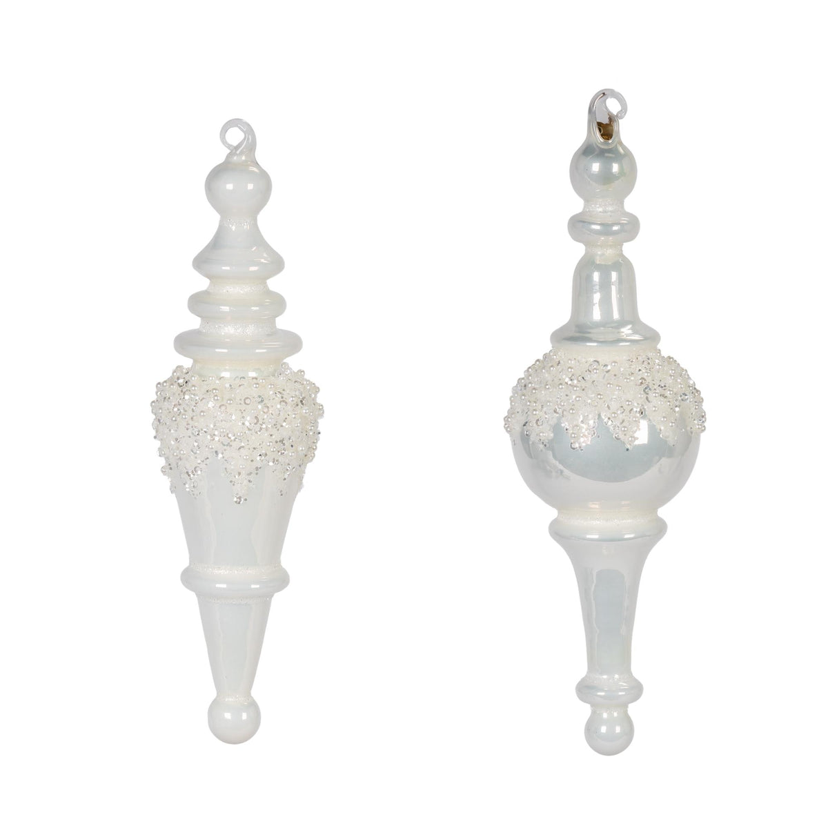8.38"H Glass Finial Ornament, 2 Asst