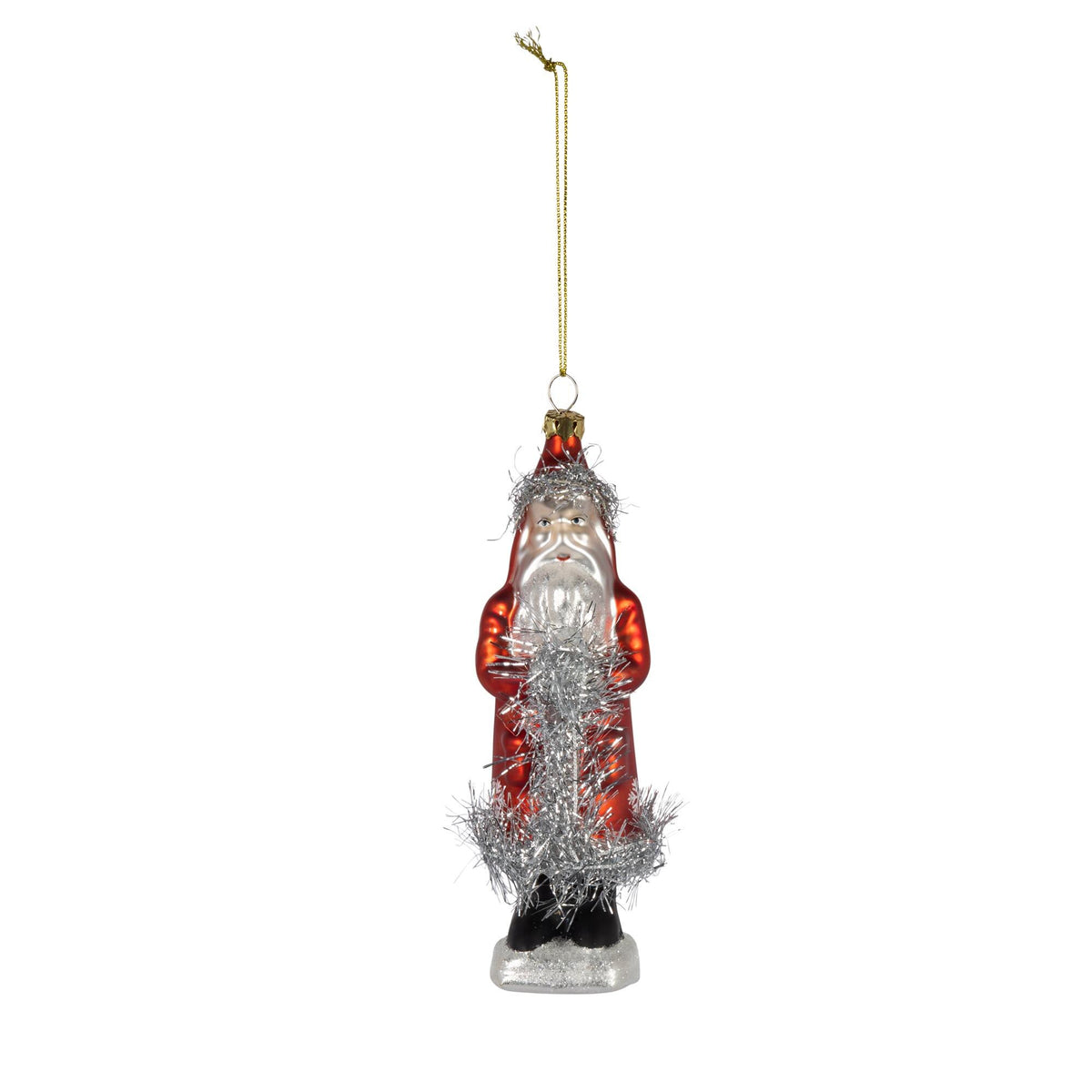 6" Glass Santa Ornament