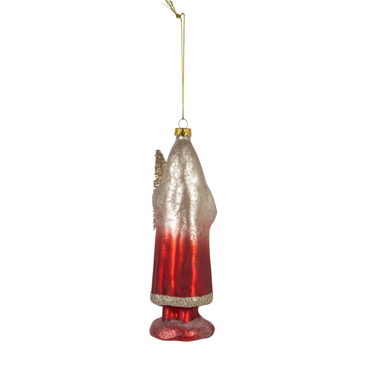 6.5" Glass Santa with Tree Ornament