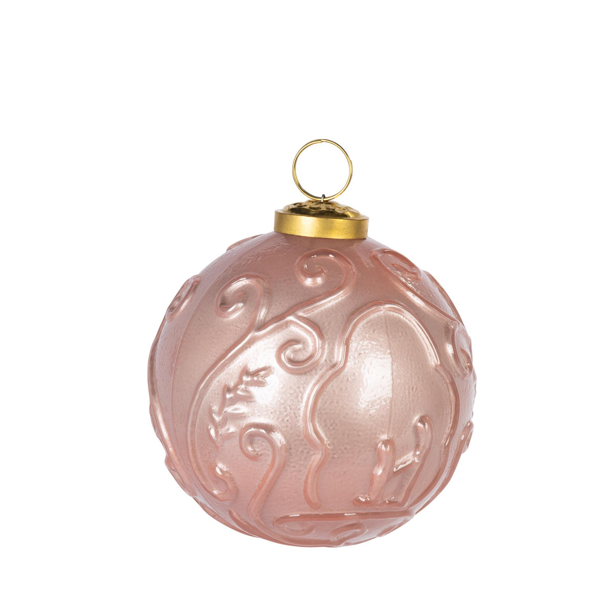 4" Pink Embossed Scroll Glass Ornament