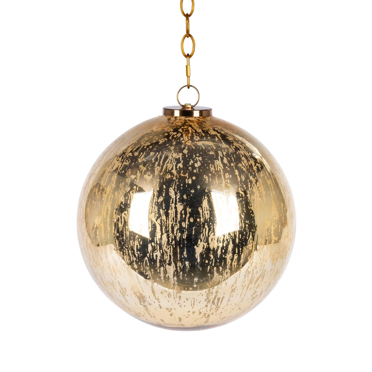 12" Mercury Gold Glass Ornament, w/ 24" Chain
