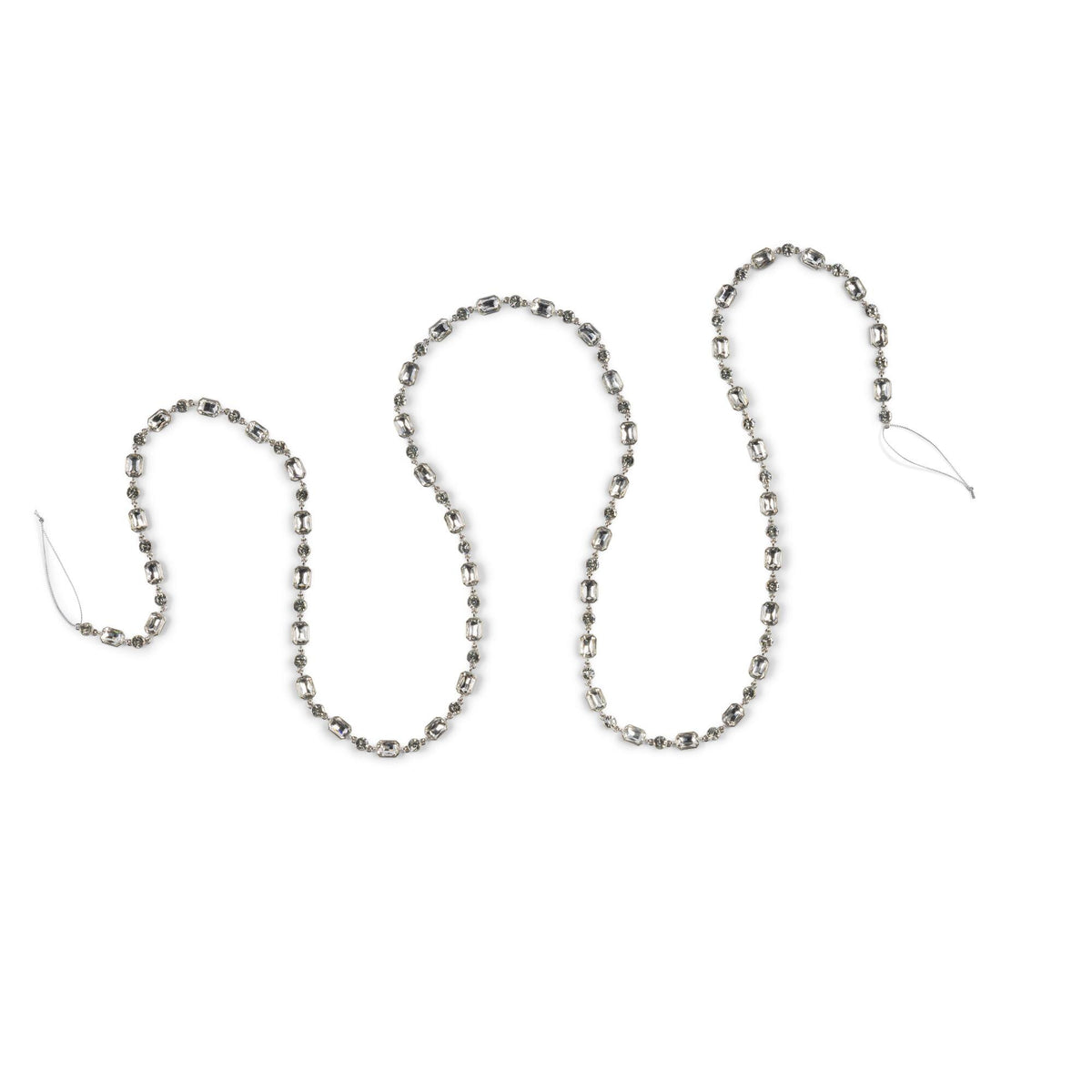 Boxed Silver Pewter and Glass Bead Garland, 72"L