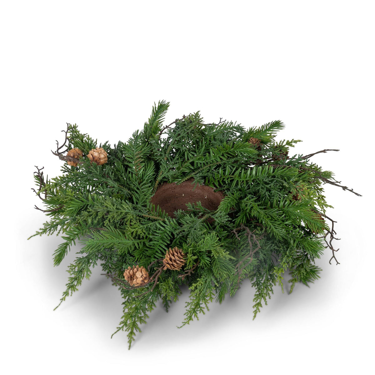 Soft Touch Cedar Candle Ring with Metal Base