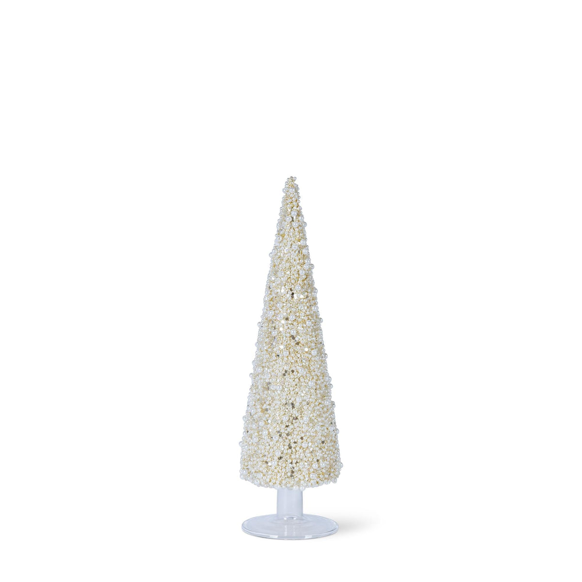 Ivory Glass Beaded Tree, 11.5"H