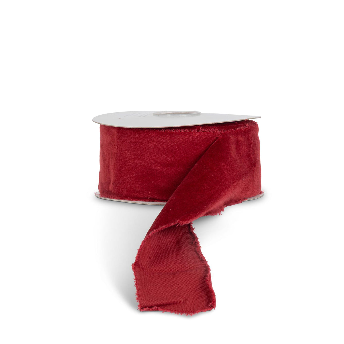 Burgundy Frayed Edge Cotton Velvet Ribbon, 10 Yards, 2.5"W