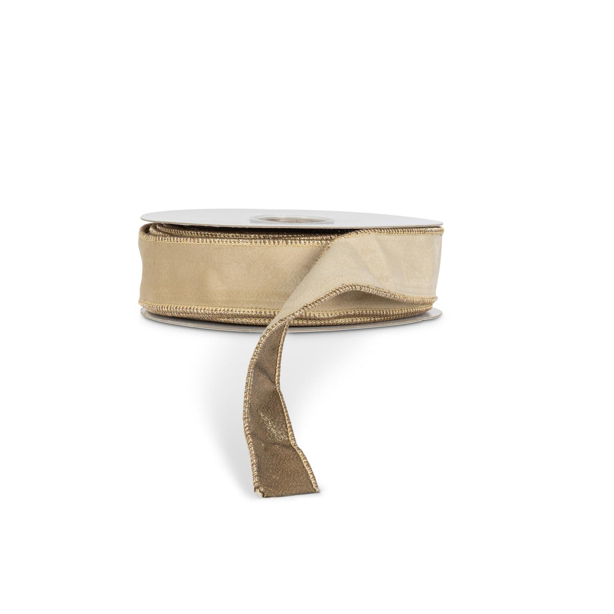 Ivory and Gold Velvet Fused Ribbon, 10 Yards, 1.5"W