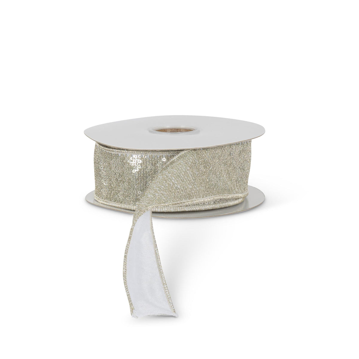 Silver Sequin Embroidered Ribbon, 10 Yards, 1.5"W