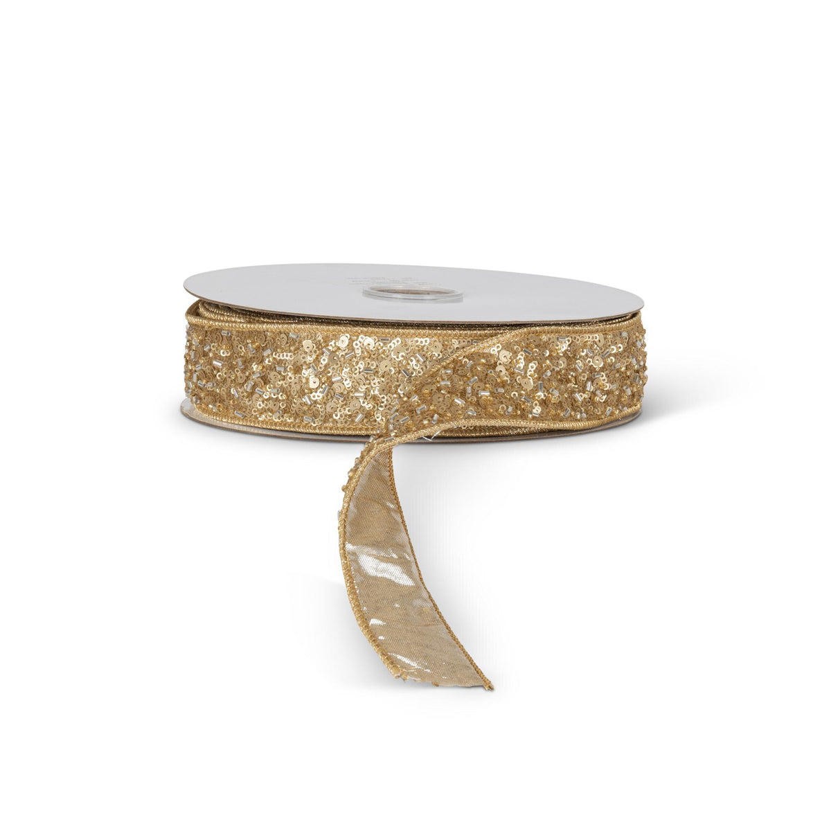 Gold Sequin Dupioni Fused Ribbon, 10 Yards, 1.5"W