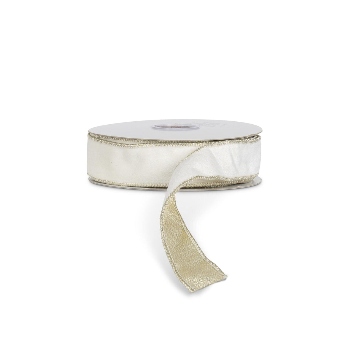 White and Gold Velvet Fused Ribbon, 10 Yards, 1.5"W