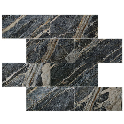 Adriatic Black Exotic Marble Polished Floor and Wall Tile - Large Format - Livfloors Collection