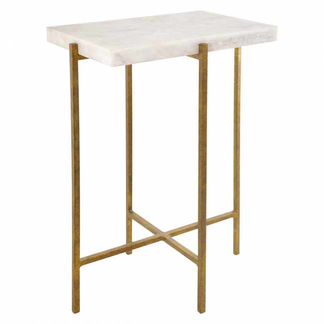 Gold Rectangular Side Table Agatha Rectangle Side Table Antiqued Gold – Maison de Kristine