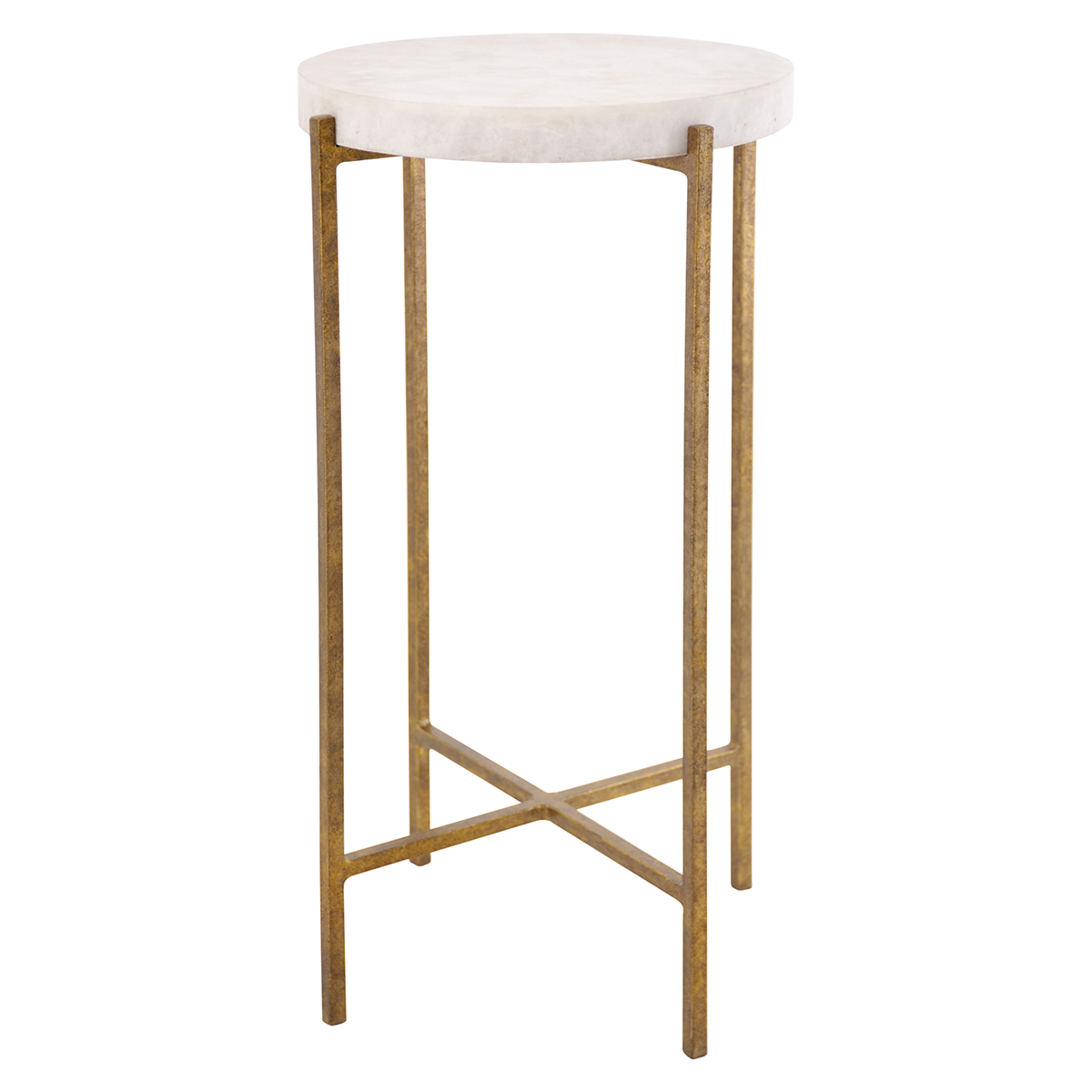 Bar stool with marble top and gold metal frame on a white background