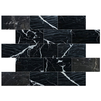 Alexandrette Black Marble Polished Floor and Wall Tile - Large Format - Livfloors Collection