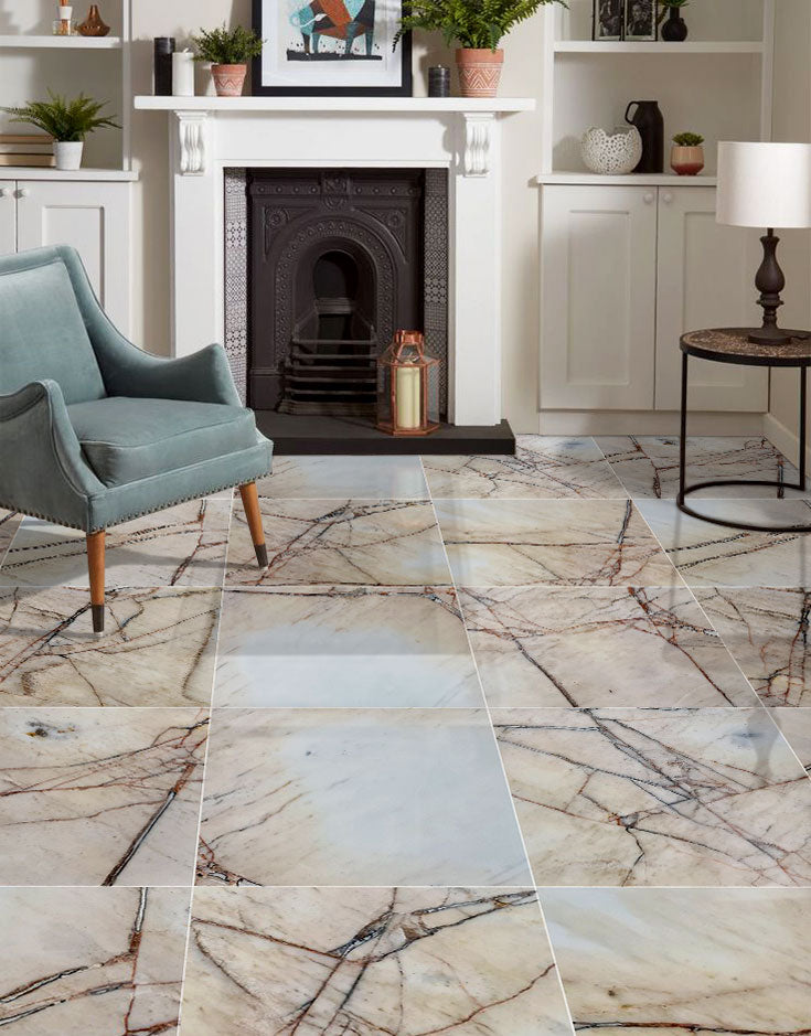 Agora Gold White Exotic Marble Polished Floor and Wall Tile - Large Format - Livfloors Collection