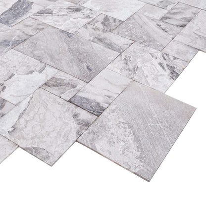 Atlantic Grey Marble Tiles Antique Pattern Sand-Blasted Brushed - Livfloors Collection