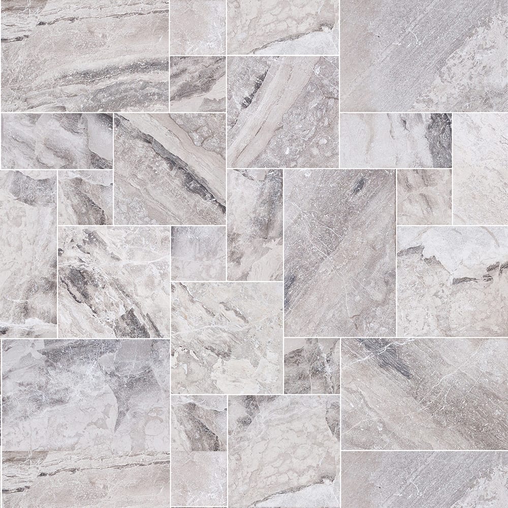 Atlantic Grey Marble Tiles Antique Pattern Sand-Blasted Brushed - Livfloors Collection