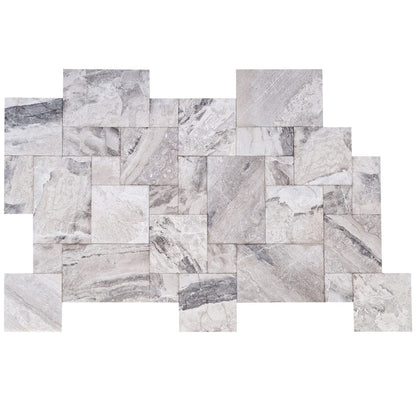 Atlantic Grey Marble Tiles Antique Pattern Sand-Blasted Brushed - Livfloors Collection