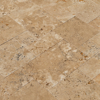 Aspendos Beige Travertine Pattern Tumbled Pavers - Full Truckload