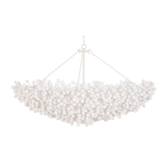White beaded chandelier on a white background