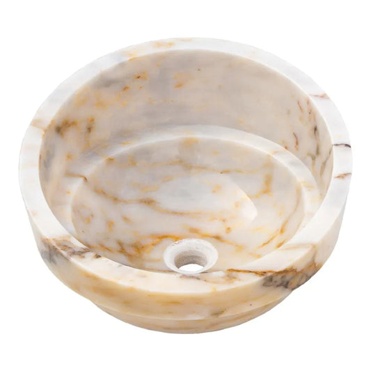 Bianco Giallo Marble Hair Salon Above Vanity Vessel Sink Bowl Polished (D)16" (H)9"