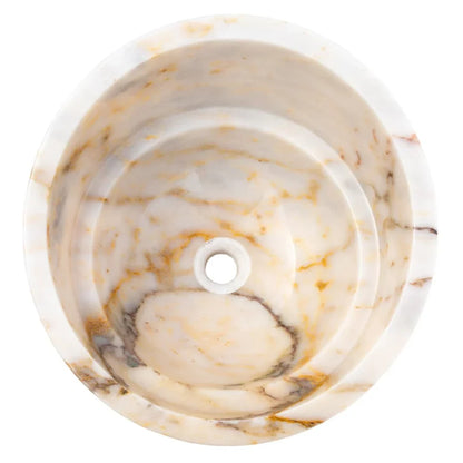 Bianco Giallo Marble Hair Salon Above Vanity Vessel Sink Bowl Polished (D)16" (H)9"