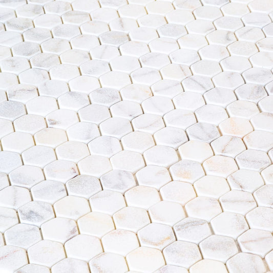 Bianco Ibiza White Marble Tumbled Mosaic Floor and Wall Tile - Livfloors Collection