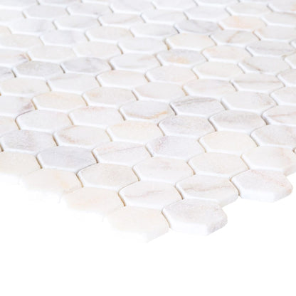 Bianco Ibiza White Marble Tumbled Mosaic Floor and Wall Tile - Livfloors Collection
