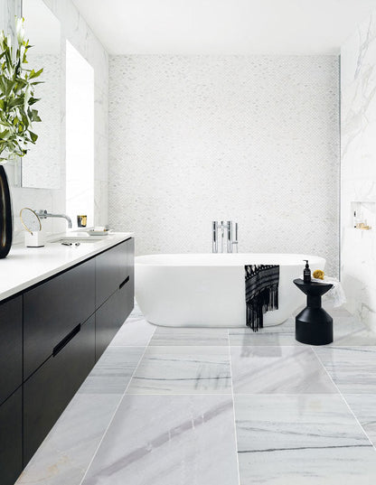 Bianco Lasa Exotic Marble Polished Floor and Wall Tile - Large Format - Livfloors Collection