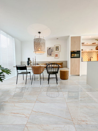 Bianco Venato Exotic Marble Polished Floor and Wall Tile - Large Format - Livfloors Collection
