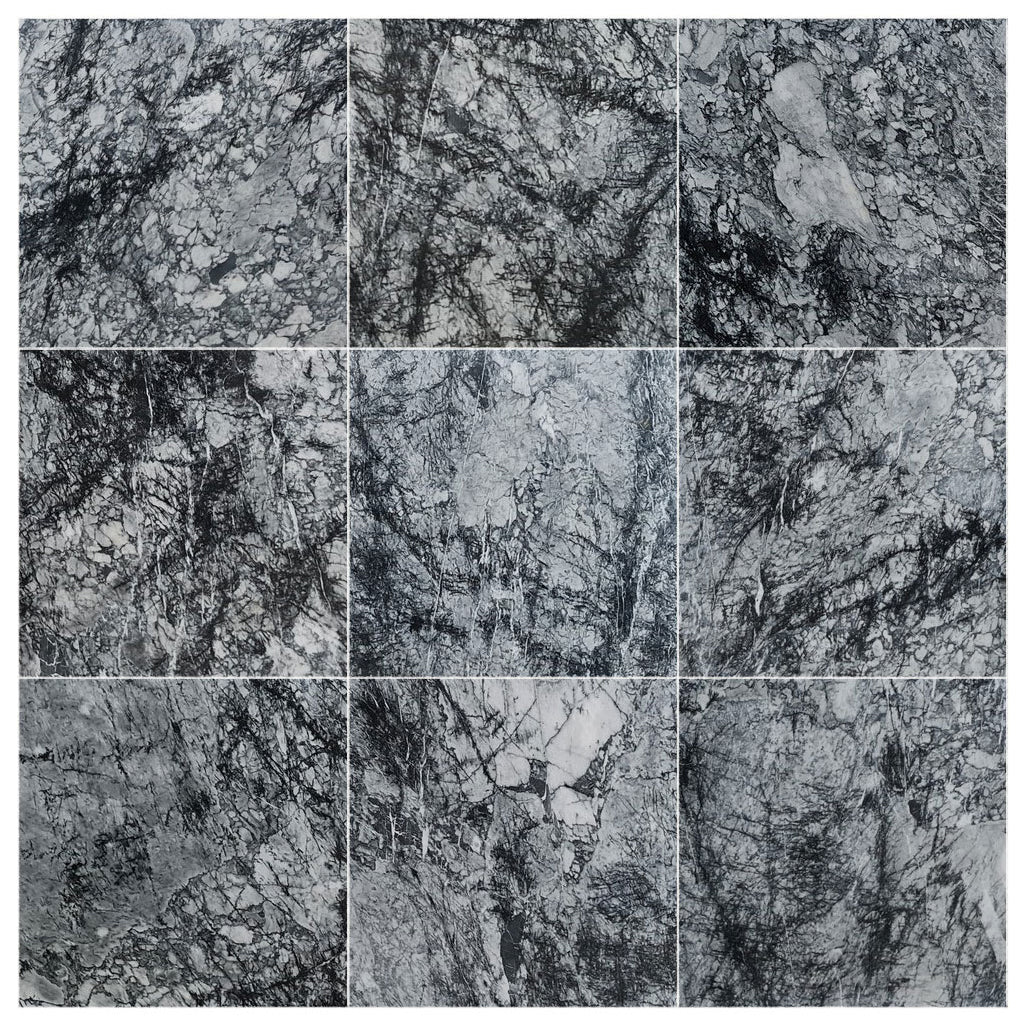 Black Cloud Exotic Marble Polished Floor and Wall Tile - Large Format - Livfloors Collection
