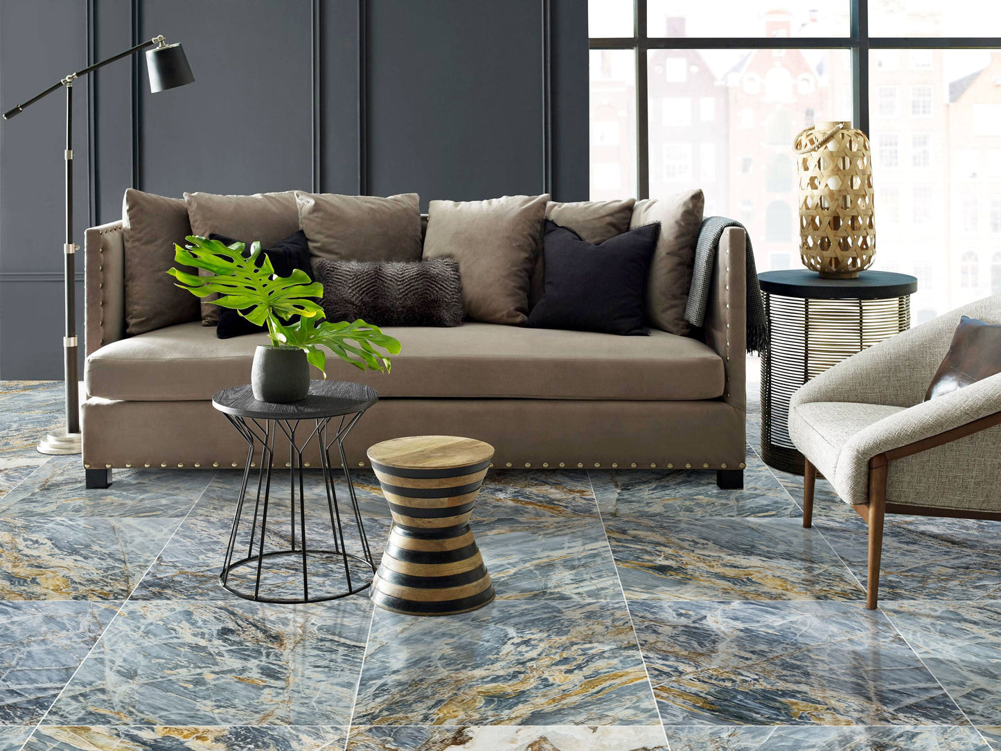 Blue Lagoon Dolomite Exotic Marble Polished Floor and Wall Tile - Large Format - Livfloors Collection