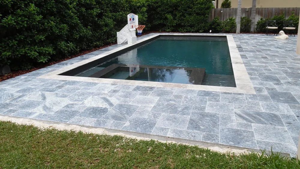 Bluestone Versailles Pattern Marble Pavers 1 1/4" Thick Sandblasted, Brushed - Livfloors Collection