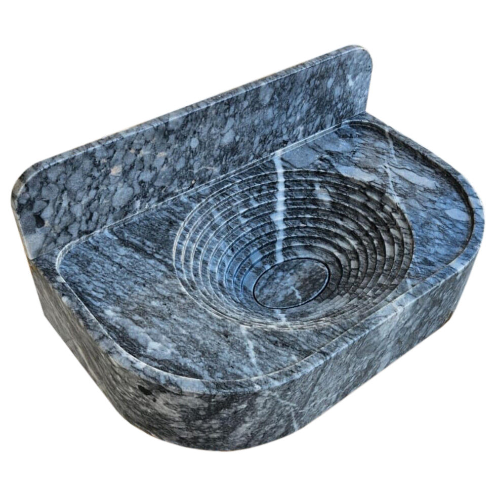 Bursa Gray Marble Wall-Mount Bathroom Sink with 6" Backsplash (W)16" (L)27" (H)6"