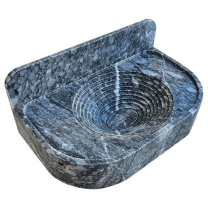 Bursa Gray Marble Wall-Mount Bathroom Sink with 6" Backsplash (W)16" (L)27" (H)6"