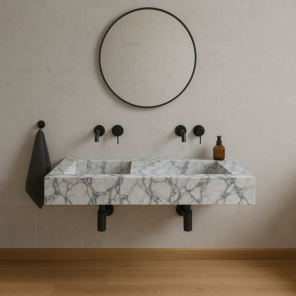Calacatta Viola Marble Bathroom Double Sink Vanity (W)22" (L)67" (H)8"