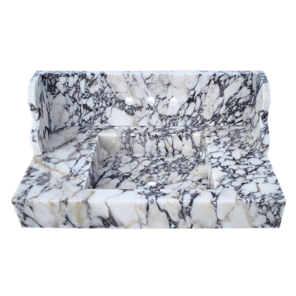 Calacatta Viola Marble Wall-mount Bathroom Sink with 10" Backsplash (W)20" (L)40" (H)6"