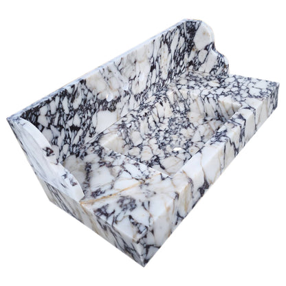 Calacatta Viola Marble Wall-mount Bathroom Sink with 10" Backsplash (W)20" (L)40" (H)6"