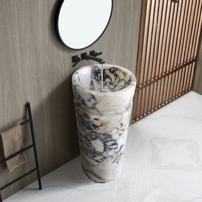 Calacatta Viola Marble Designer Pedestal Stand-Alone Sink (W)18" (L)18" (H)33"